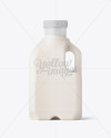 Frosted Plastic Jug With Milk Mockup - Side View