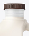 Frosted Plastic Jug With Milk Mockup - Side View