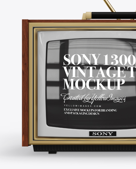 Sony 1300E Vintage Tv Mockup - Front View - Free Download Images High