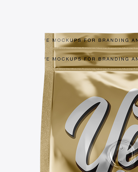 Metallic Coffee Bag With Valve Mockup - Front View