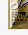 Metallic Coffee Bag With Valve Mockup - Front View