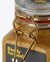 100ml Glass Mustard Jar w/ Clamp Lid Mockup - Half Side View (High-Angle Shot)