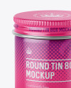 50ml Round Tin Box with Glossy Finish Mockup - High-Angle Shot