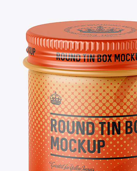 50ml Round Tin Box with Matte Finish Mockup - High-Angle Shot