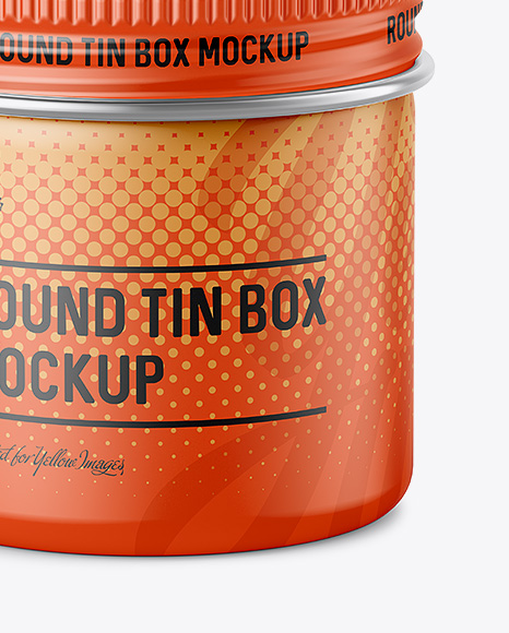 50ml Round Tin Box with Matte Finish Mockup - High-Angle Shot