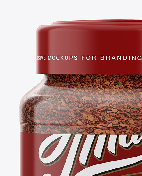 200g Instant Coffee Glass Jar Mockup - Front View - Free Download