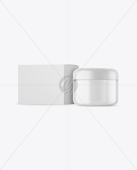 Clear Cosmetic Jar with Box Mockup