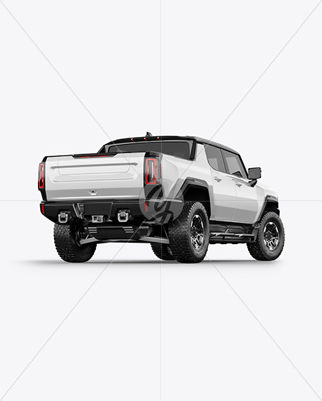 Electric Pickup Truck Mockup - Back Half Side View