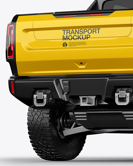 Electric Pickup Truck Mockup - Back Half Side View