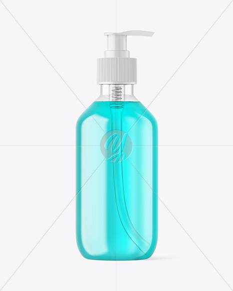 Color Liquid Cosmetic Bottle with Pump Mockup