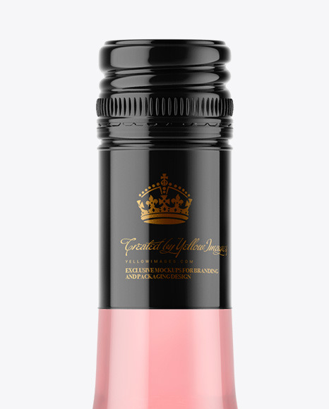 Clear Glass Pink Wine Bottle with Screw Cap Mockup