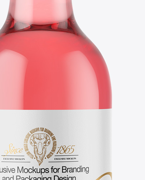 Clear Glass Pink Wine Bottle with Screw Cap Mockup