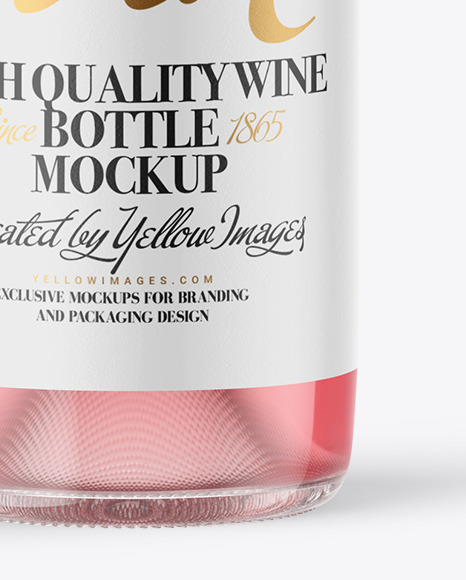 Clear Glass Pink Wine Bottle with Screw Cap Mockup