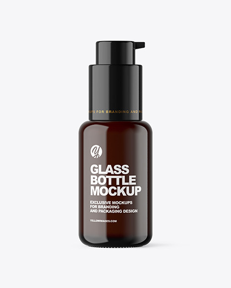 Dark Amber Cosmetic Bottle with Pump Mockup - Matt+bottle+with+pump+mockup+/+500+ml+-+Smarty+Mockups