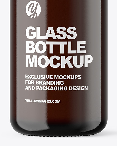 Dark Amber Cosmetic Bottle with Pump Mockup