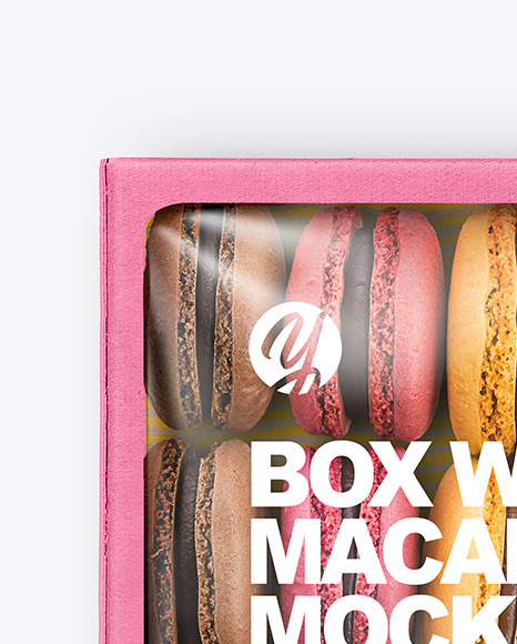 Paper Box With Macarons Mockup