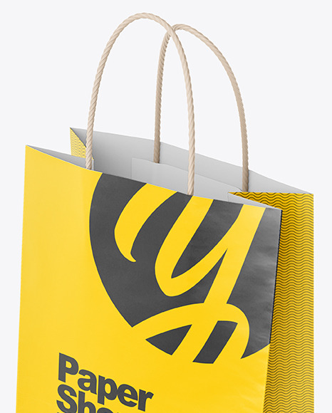 Matte Paper Shopping Bag Mockup - Half Side View