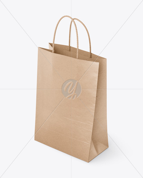 Kraft Paper Shopping Bag Mockup - Half Side View