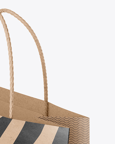 Kraft Paper Shopping Bag Mockup - Half Side View