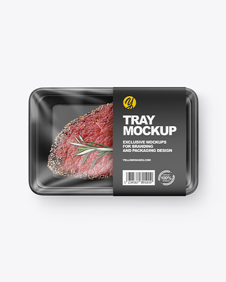 Plastic Tray W/ Meat Mockup