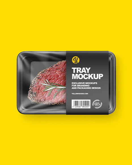 Plastic Tray W/ Meat Mockup