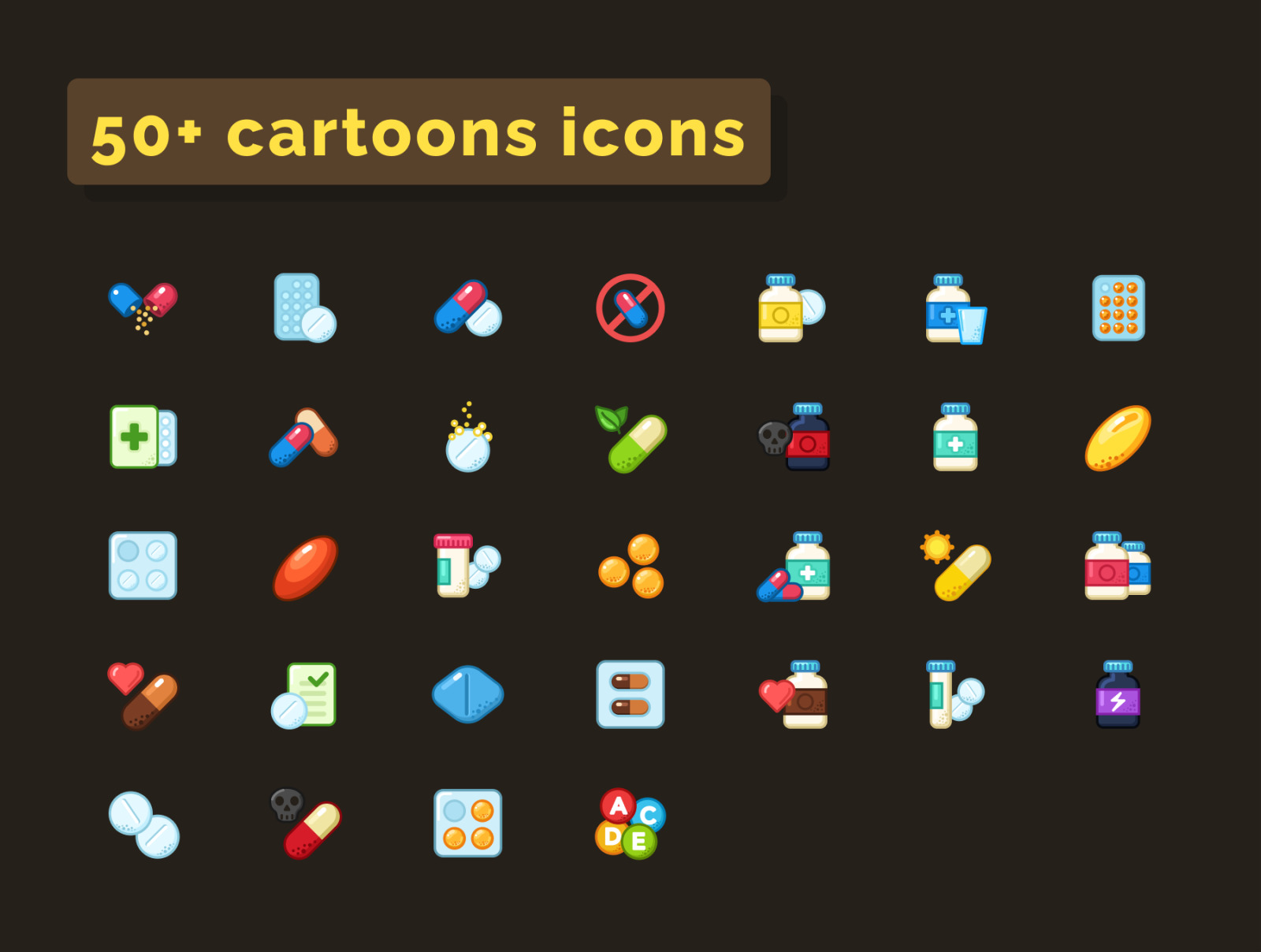 Pills & Tablets Icons Set Pills & Tablets Icons Set