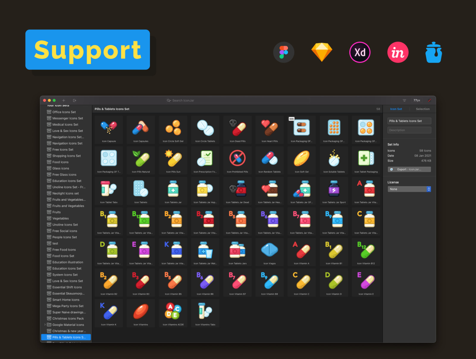 Pills & Tablets Icons Set Pills & Tablets Icons Set
