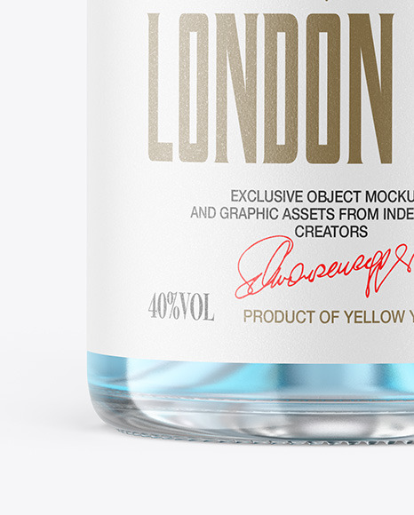 Clear Glass Gin Bottle with Wooden Cap Mockup