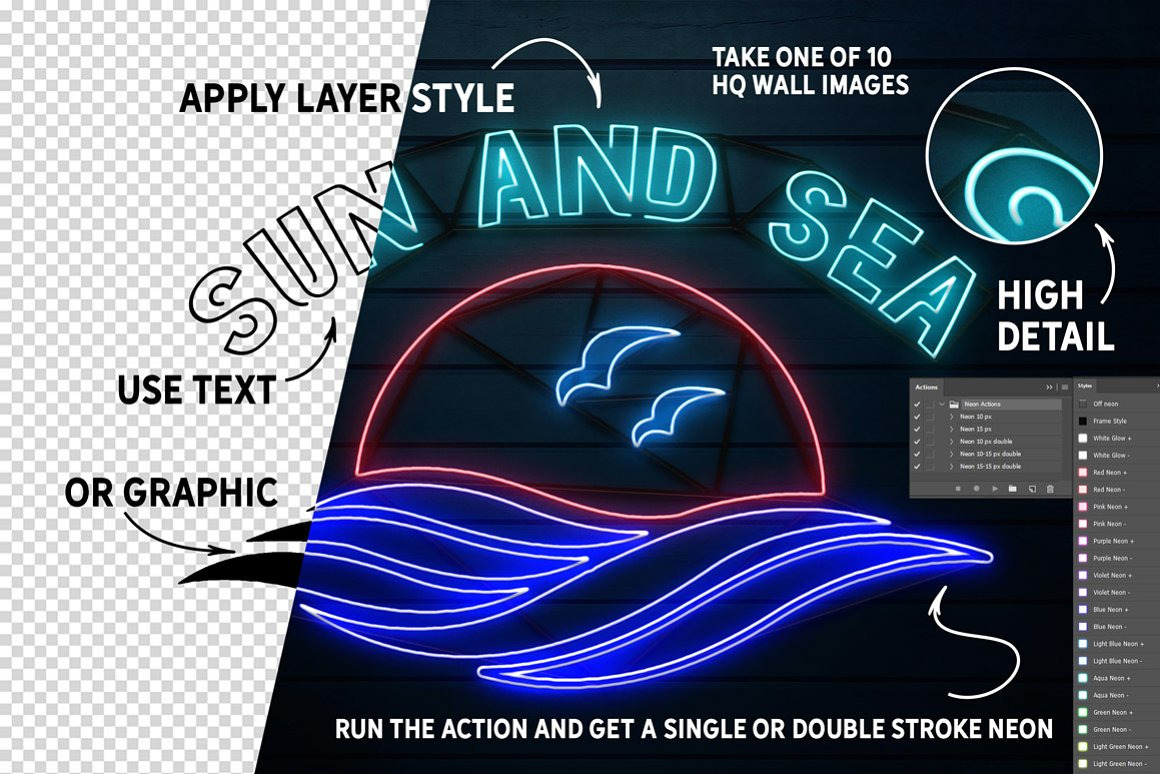 Neon Text Layer Styles & Extras Neon Text Layer Styles & Extras