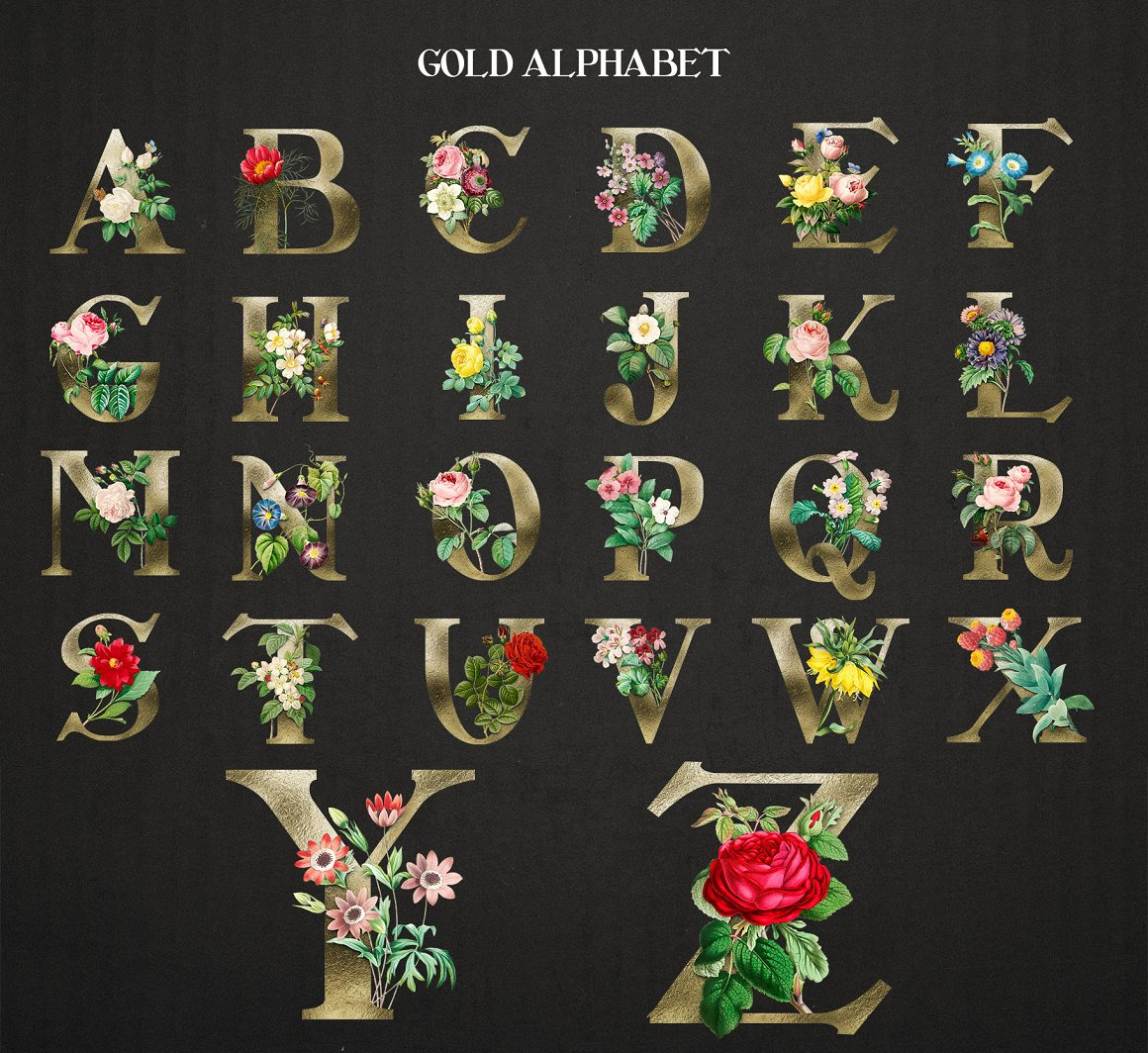 Floral Monogram Alphabet Letters