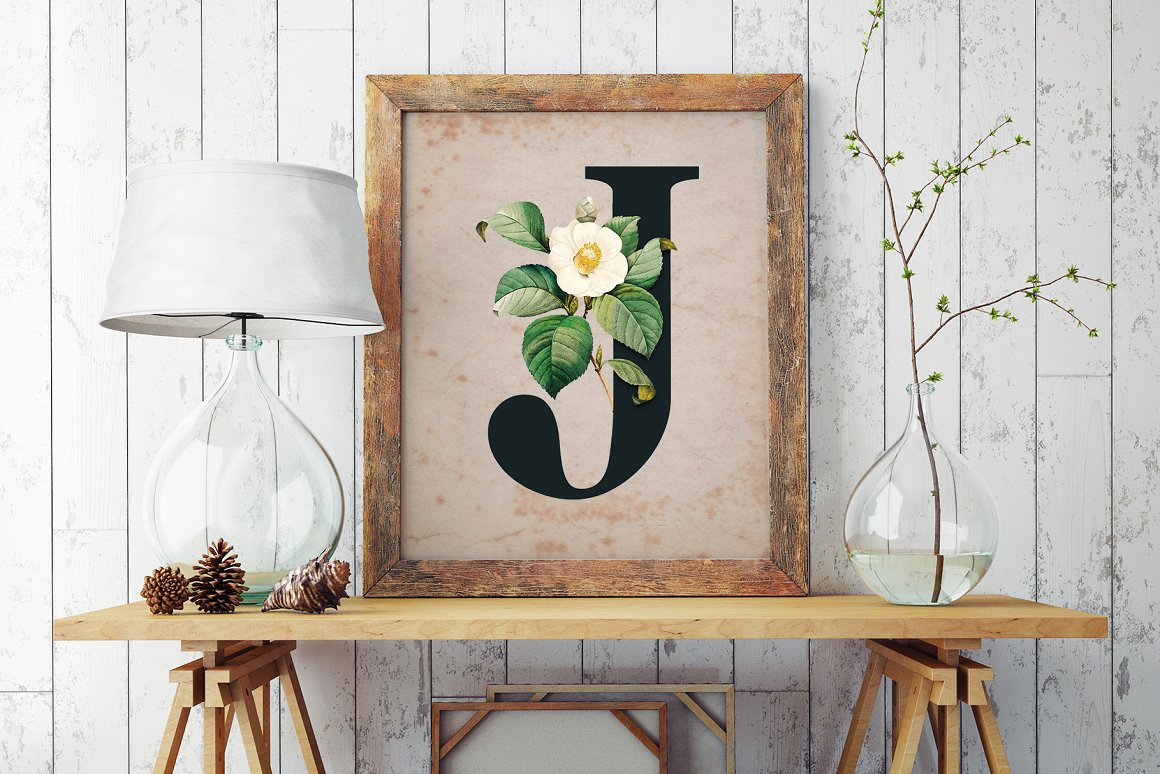 Floral Monogram Alphabet Letters