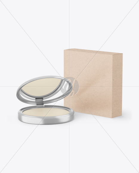 Metallic Compact Powder With Kraft Box Mockup