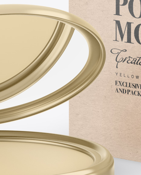 Metallic Compact Powder With Kraft Box Mockup