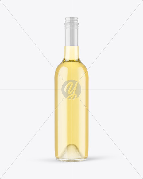 Clear Glass White Wine Bottle with Screw Cap Mockup