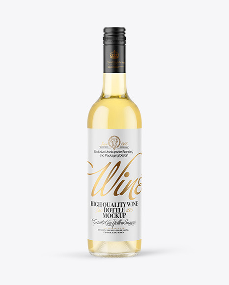 Clear Glass White Wine Bottle with Screw Cap Mockup