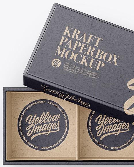 Opened Kraft Paper Box Mockup