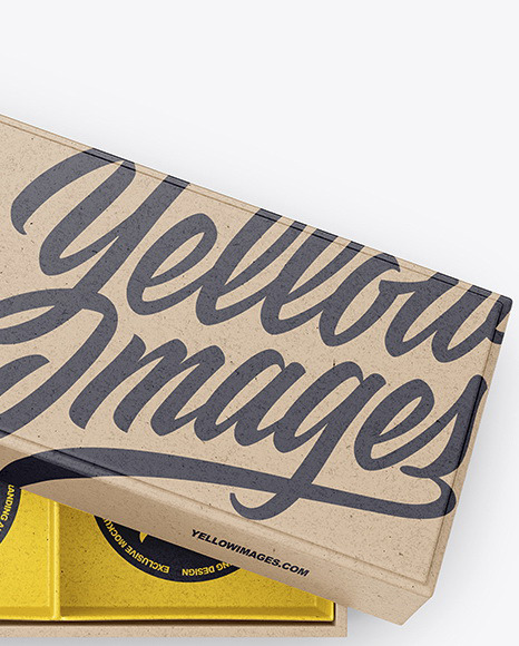 Opened Kraft Paper Box Mockup