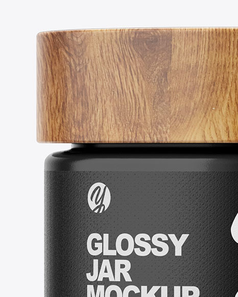 60ml Glossy Jar W/ Wooden Lid Mockup