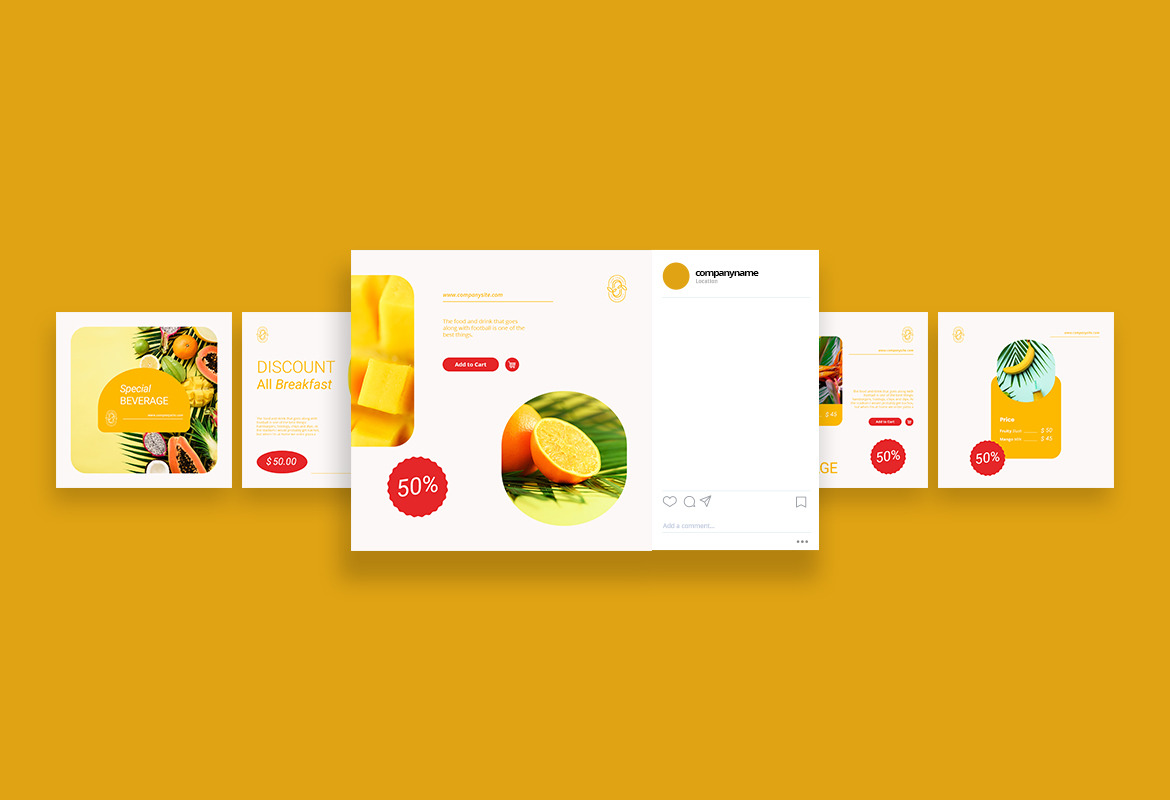 Fresh Food Ads Instagram Carousel Template