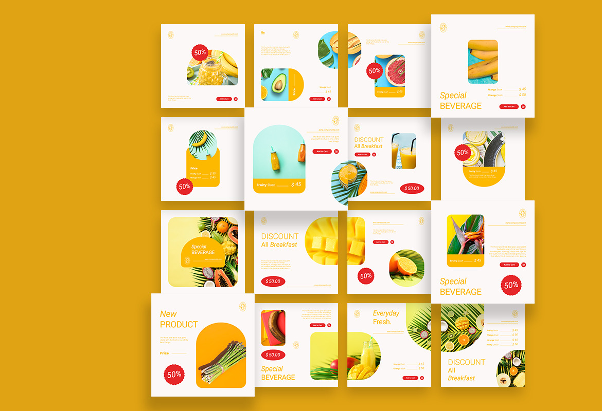 Fresh Food Ads Instagram Carousel Template