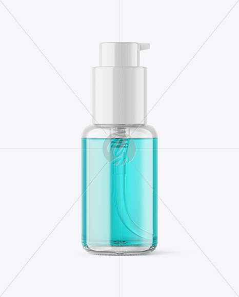 Color Liquid Glass Cosmetic Bottle with Pump Mockup