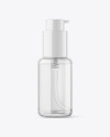 Clear Glass Cosmetic Bottle with Pump Mockup