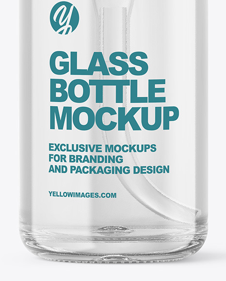 Clear Glass Cosmetic Bottle with Pump Mockup