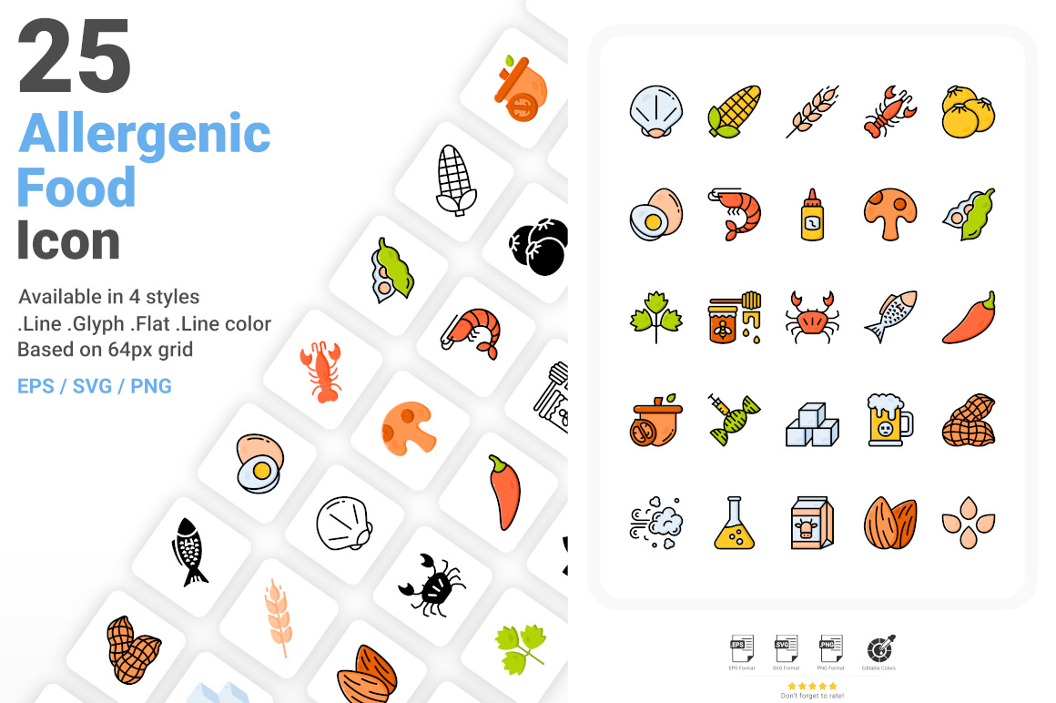 Allergenic Food Icon Pack Allergenic Food Icon Pack
