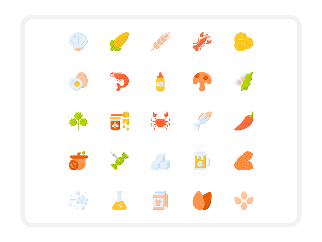 Allergenic Food Icon Pack Allergenic Food Icon Pack