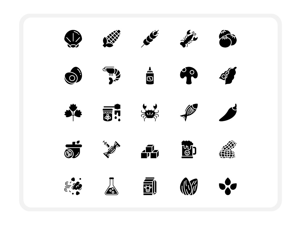 Allergenic Food Icon Pack Allergenic Food Icon Pack