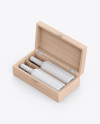 Wooden Box W/ Glossy Bottles Mockup