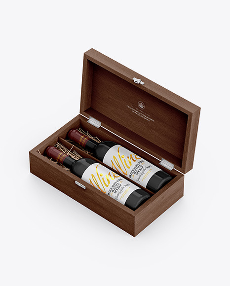 Wooden Box W/ Glossy Bottles Mockup