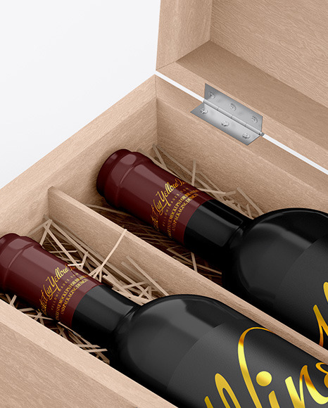 Wooden Box W/ Glossy Bottles Mockup