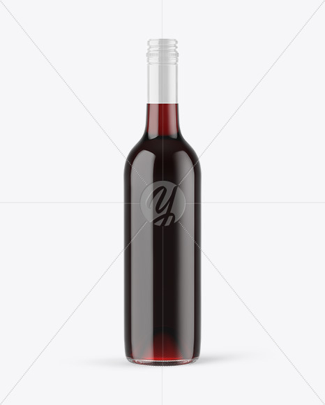 Clear Glass Red Wine Bottle with Screw Cap Mockup